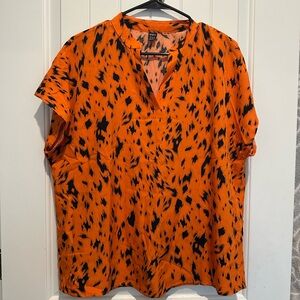 SHEIN Orange and Black Abstract Top